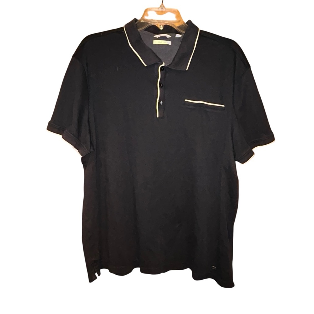 Calvin Klein Mens Liquid Touch Polo Shirt XL Black Cotton Classic Minimalist